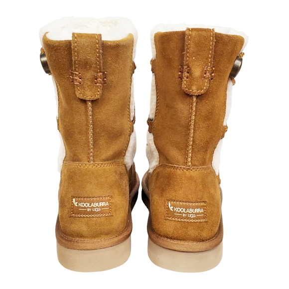 New Koolaburra Ugg michon short boots chesnut suede faux fur pull on lace winter - Picture 12 of 16